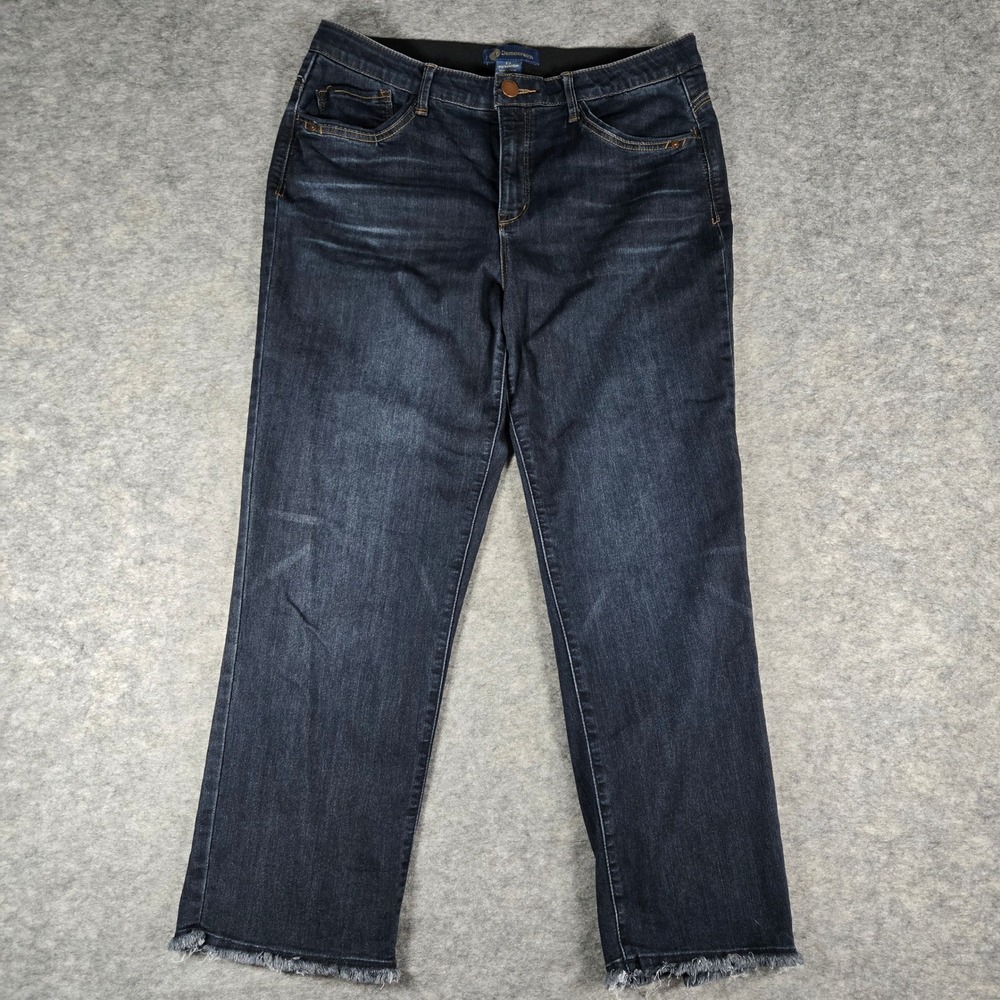 Democracy Womens Dark Blue Absolution Raw‎ Hem Straight Leg Jeans 14
